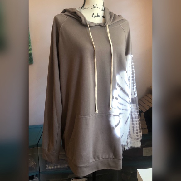 <LAST ONE>Tie Dye Terry Knit Hoodie Pullover Top - Picture 6 of 8